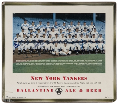 1953 New York Yankees Multi Signed Ballantine Ale & Beer Advertisement With 30 Signatures Including Mantle, Berra & Ford (Beckett)